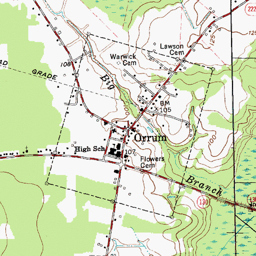 Topographic Map of Orrum, NC