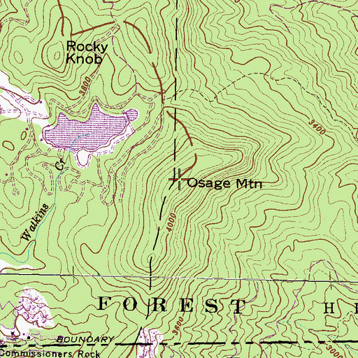 Topographic Map of Osage Mountain, NC