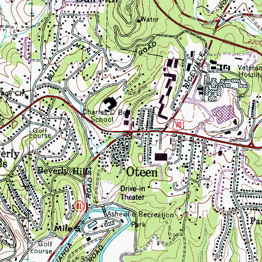 Topographic Map of Oteen, NC