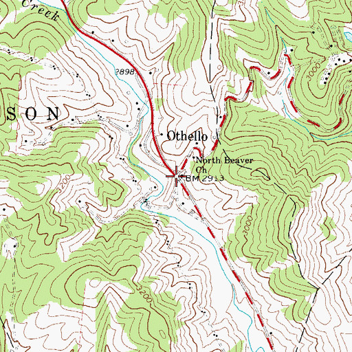 Topographic Map of Othello, NC