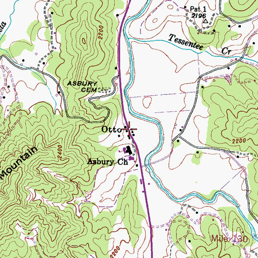 Topographic Map of Otto, NC