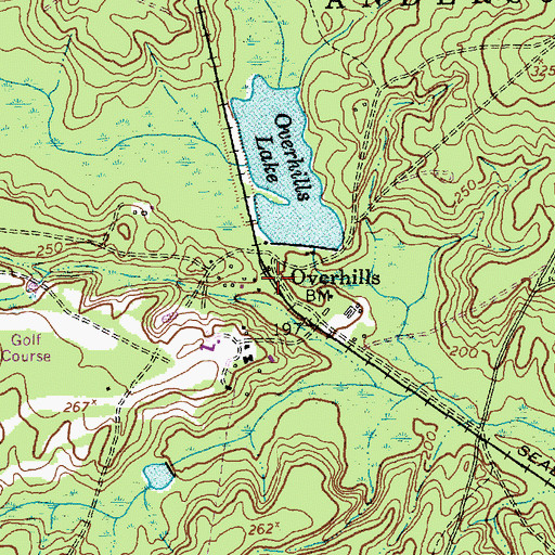 Topographic Map of Overhills, NC