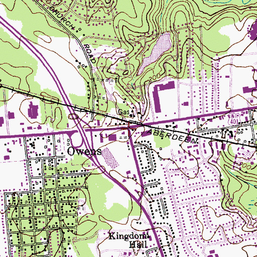 Topographic Map of Owens, NC