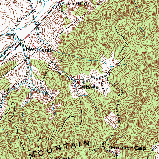 Topographic Map of Owltown, NC