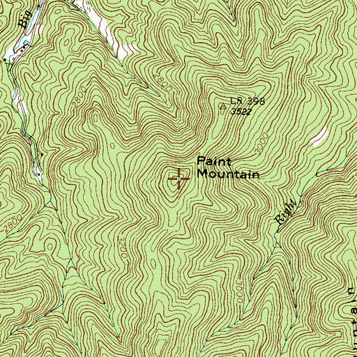 Topographic Map of Paint Mountain, NC