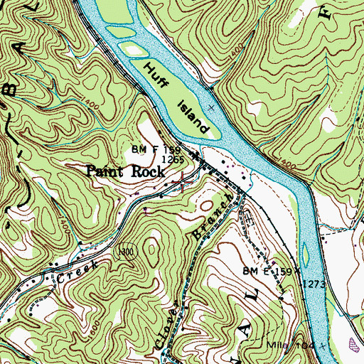 Topographic Map of Paint Rock, NC