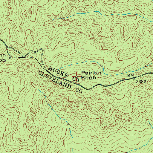 Topographic Map of Painter Knob, NC