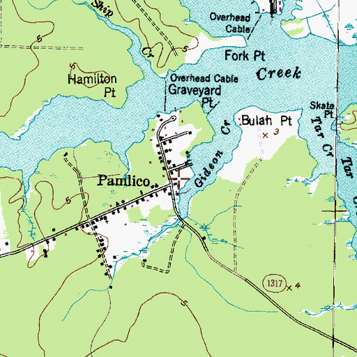 Topographic Map of Pamlico, NC