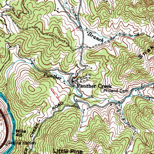 Topographic Map of Panther Creek, NC