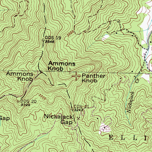 Topographic Map of Panther Knob, NC