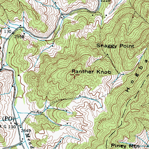 Topographic Map of Panther Knob, NC