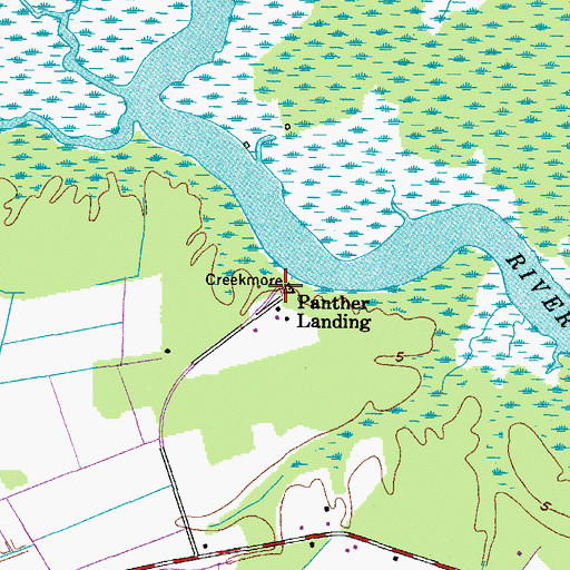 Topographic Map of Panther Landing, NC