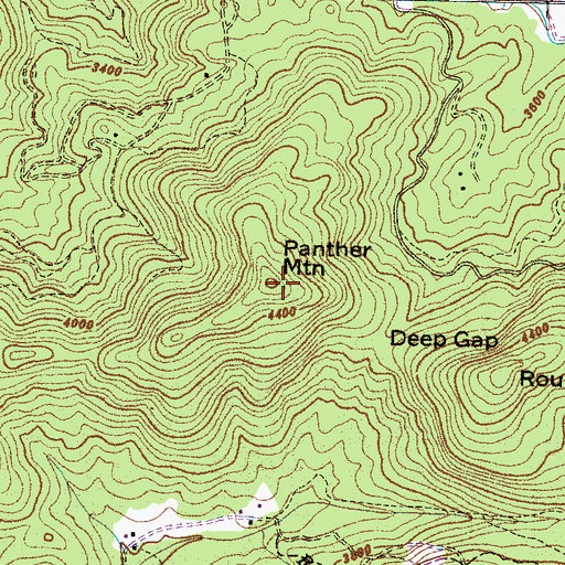 Topographic Map of Panther Mountain, NC