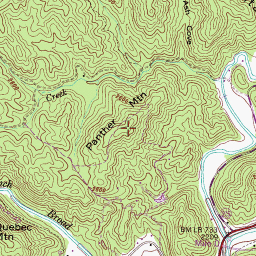 Topographic Map of Panther Mountain, NC