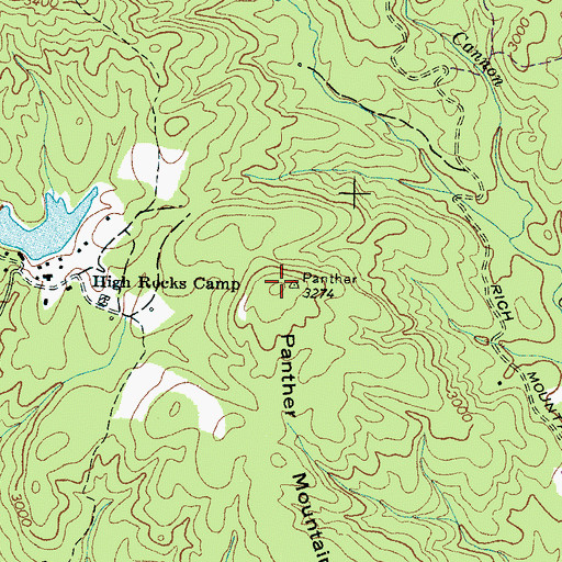 Topographic Map of Panther Mountain, NC