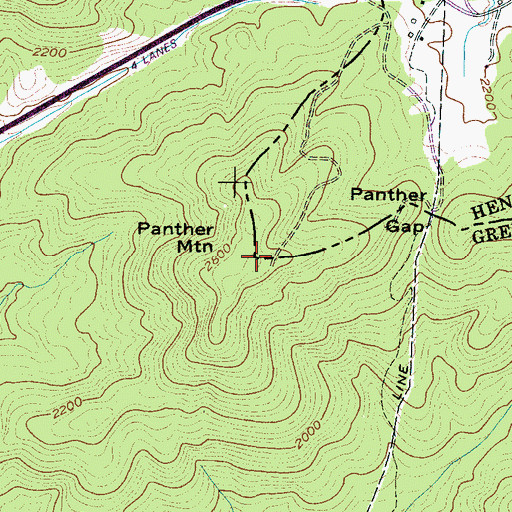 Topographic Map of Panther Mountain, NC