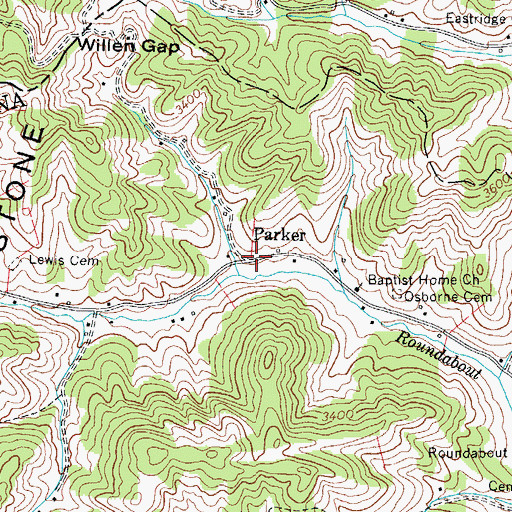 Topographic Map of Parker, NC
