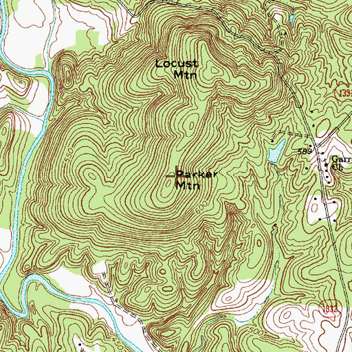 Topographic Map of Parker Mountain, NC
