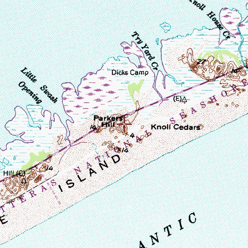 Topographic Map of Parkers Hill, NC