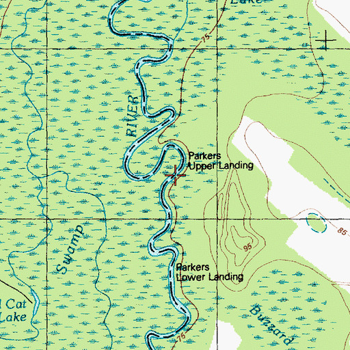 Topographic Map of Parkers Upper Landing, NC