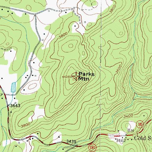 Topographic Map of Parks Mountain, NC
