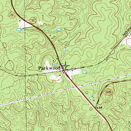 Topographic Map of Parkwood, NC