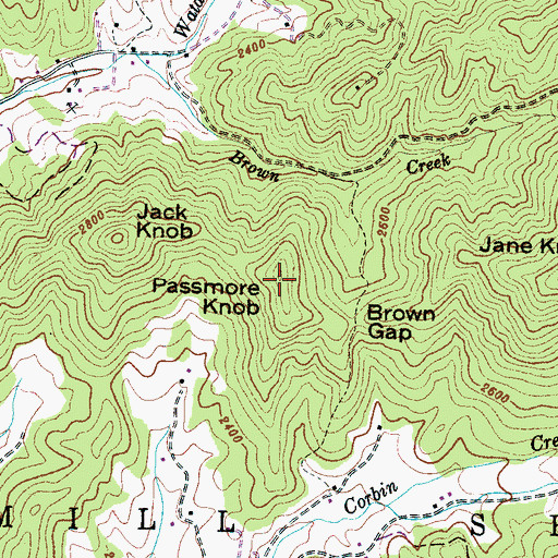 Topographic Map of Passmore Knob, NC
