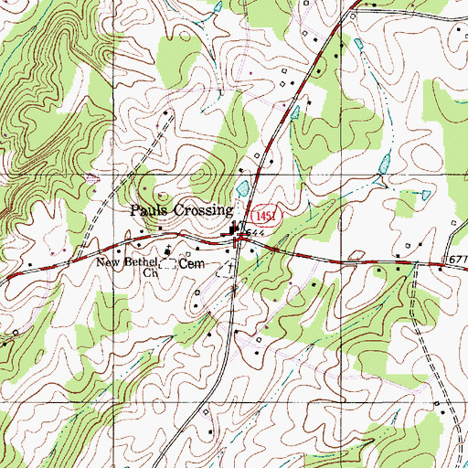 Topographic Map of Pauls Crossing, NC