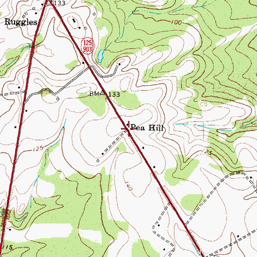 Topographic Map of Pea Hill, NC
