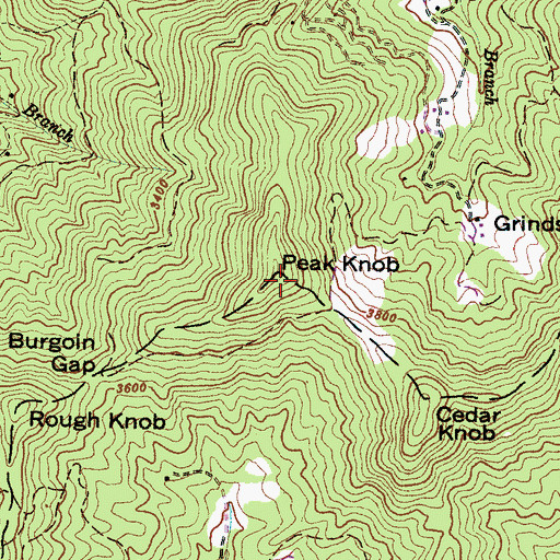 Topographic Map of Peak Knob, NC