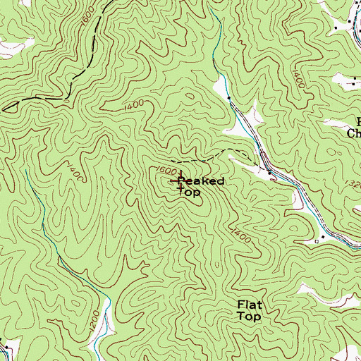 Topographic Map of Peaked Top, NC