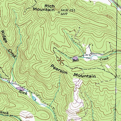 Topographic Map of Pearson Mountain, NC