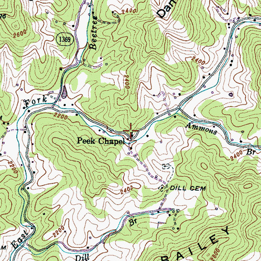 Topographic Map of Peek Chapel, NC