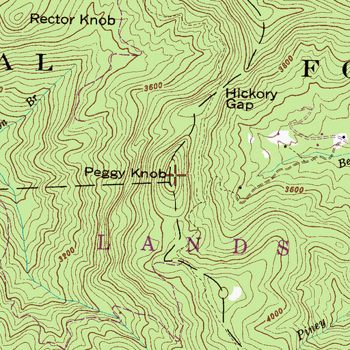 Topographic Map of Peggy Knob, NC