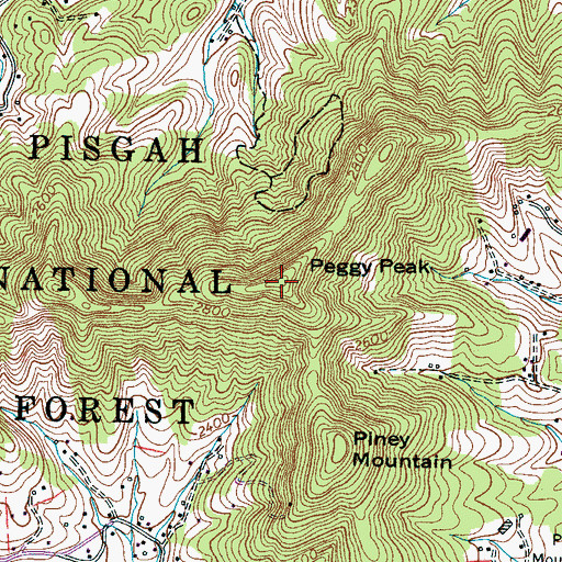 Topographic Map of Peggy Peak, NC