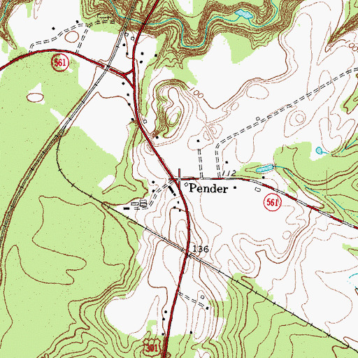 Topographic Map of Pender, NC