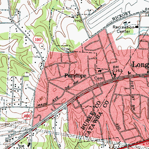 Topographic Map of Penelope, NC