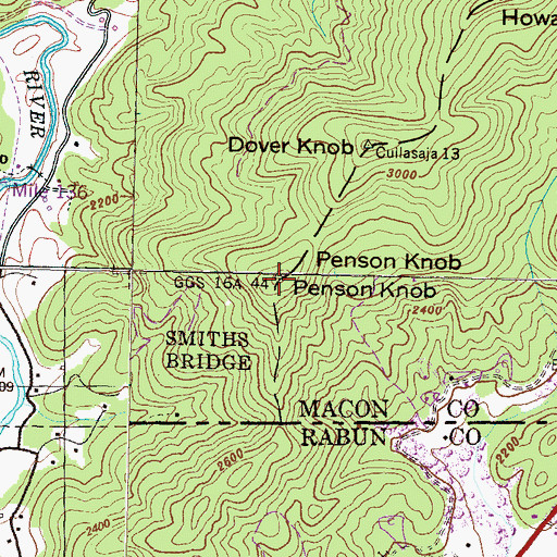 Topographic Map of Penson Knob, NC