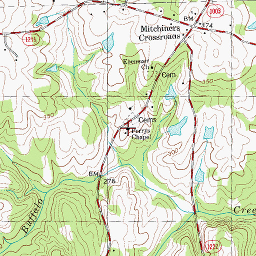 Topographic Map of Perrys Chapel, NC