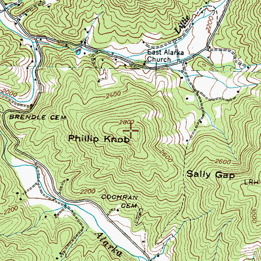 Topographic Map of Phillip Knob, NC