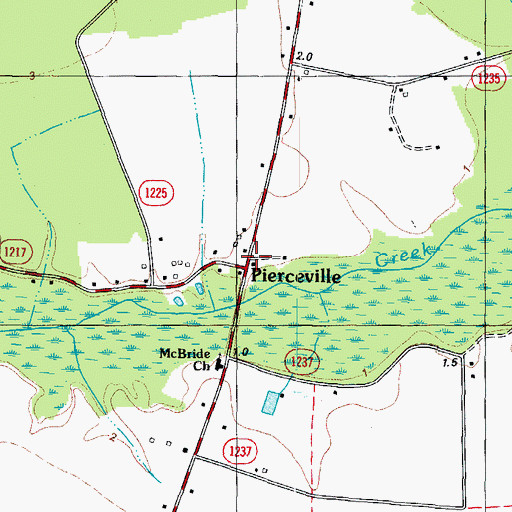 Topographic Map of Pierceville, NC