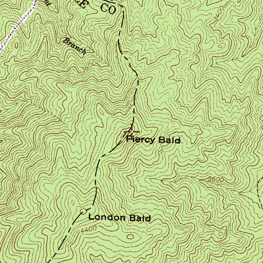 Topographic Map of Piercy Bald, NC