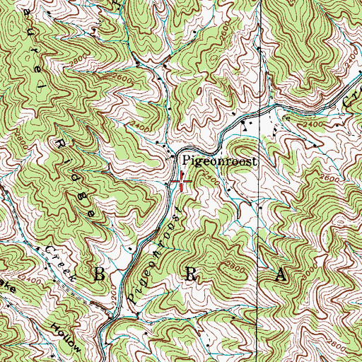 Topographic Map of Pigeonroost, NC