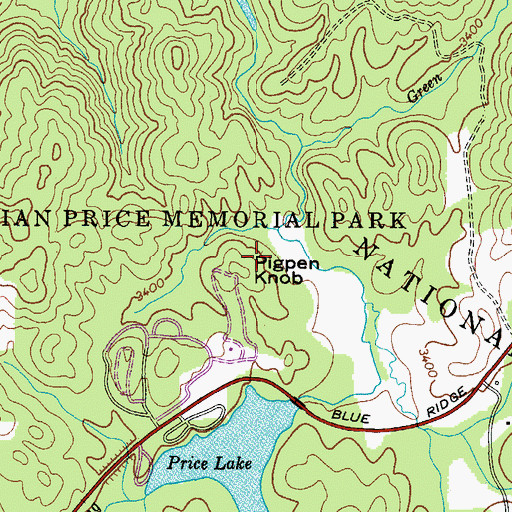 Topographic Map of Pigpen Knob, NC