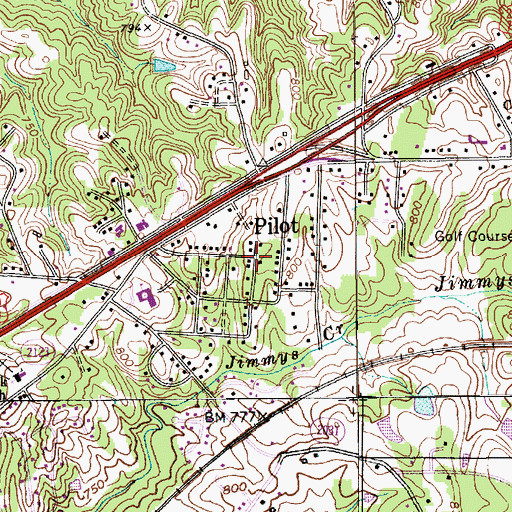 Topographic Map of Pilot, NC