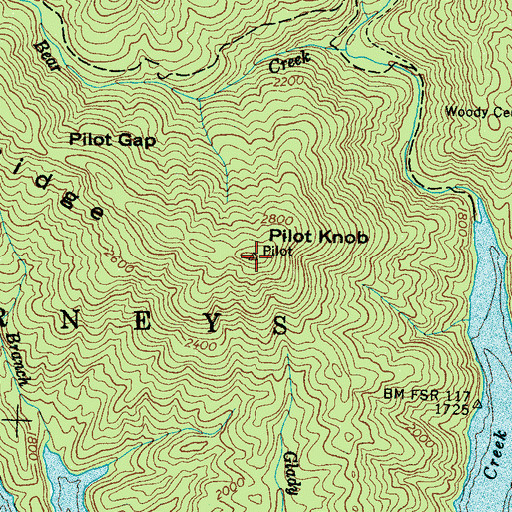 Topographic Map of Pilot Knob, NC
