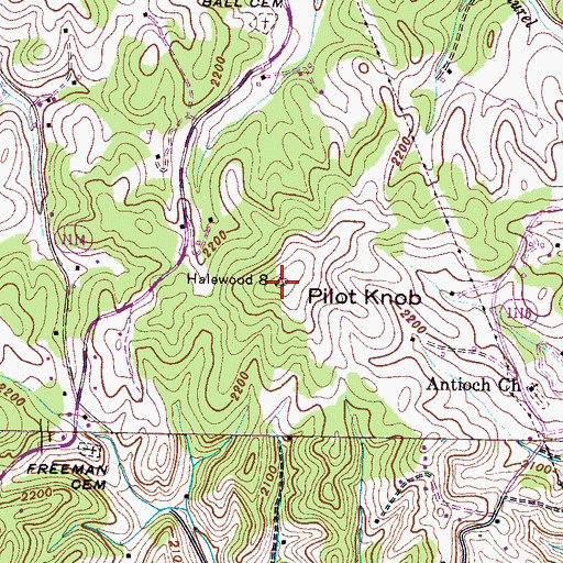 Topographic Map of Pilot Knob, NC