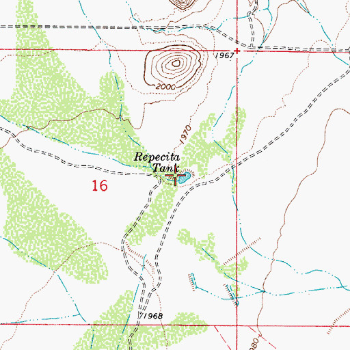 Topographic Map of Repecita Tank, AZ