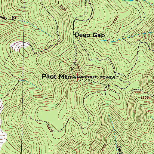 Topographic Map of Pilot Mountain, NC