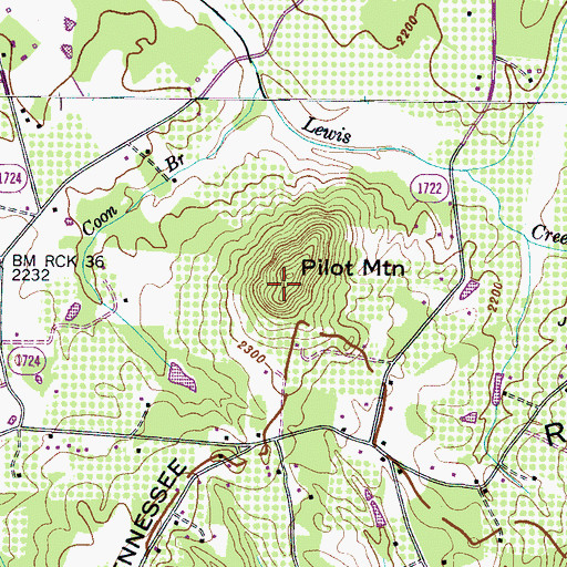 Topographic Map of Pilot Mountain, NC